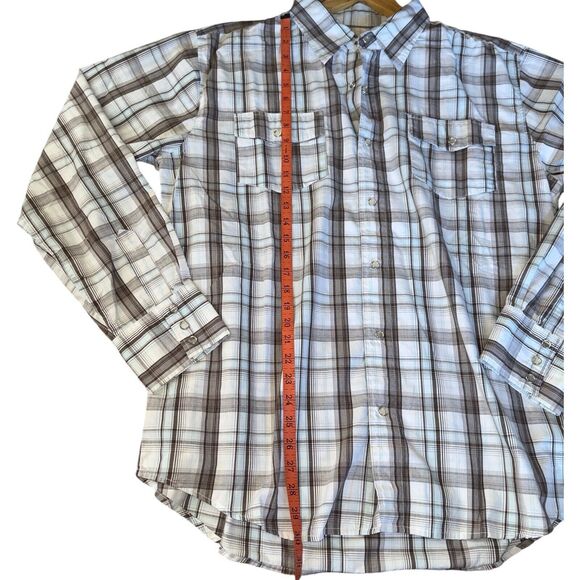 Mens Button Down Shirt XL Plaid 90s Western Flap Pocket Triple Snap Cuffs - Picture 8 of 16